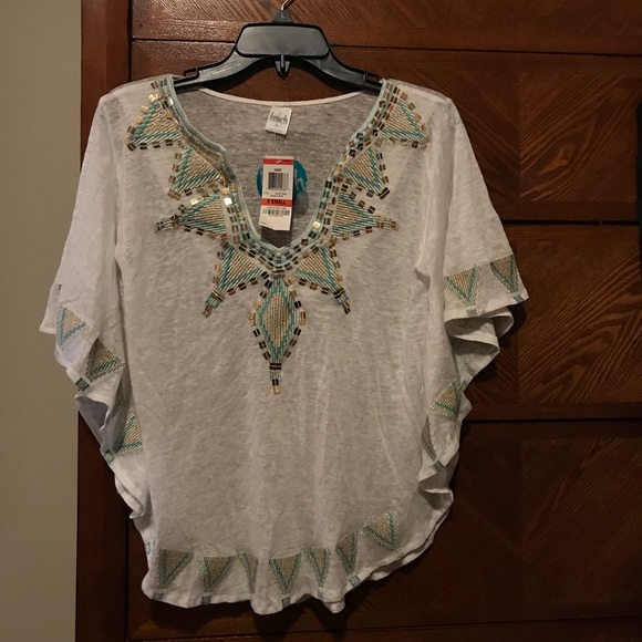 Inc Beach brand batwing summery embellished top XS - Picture 1 of 6